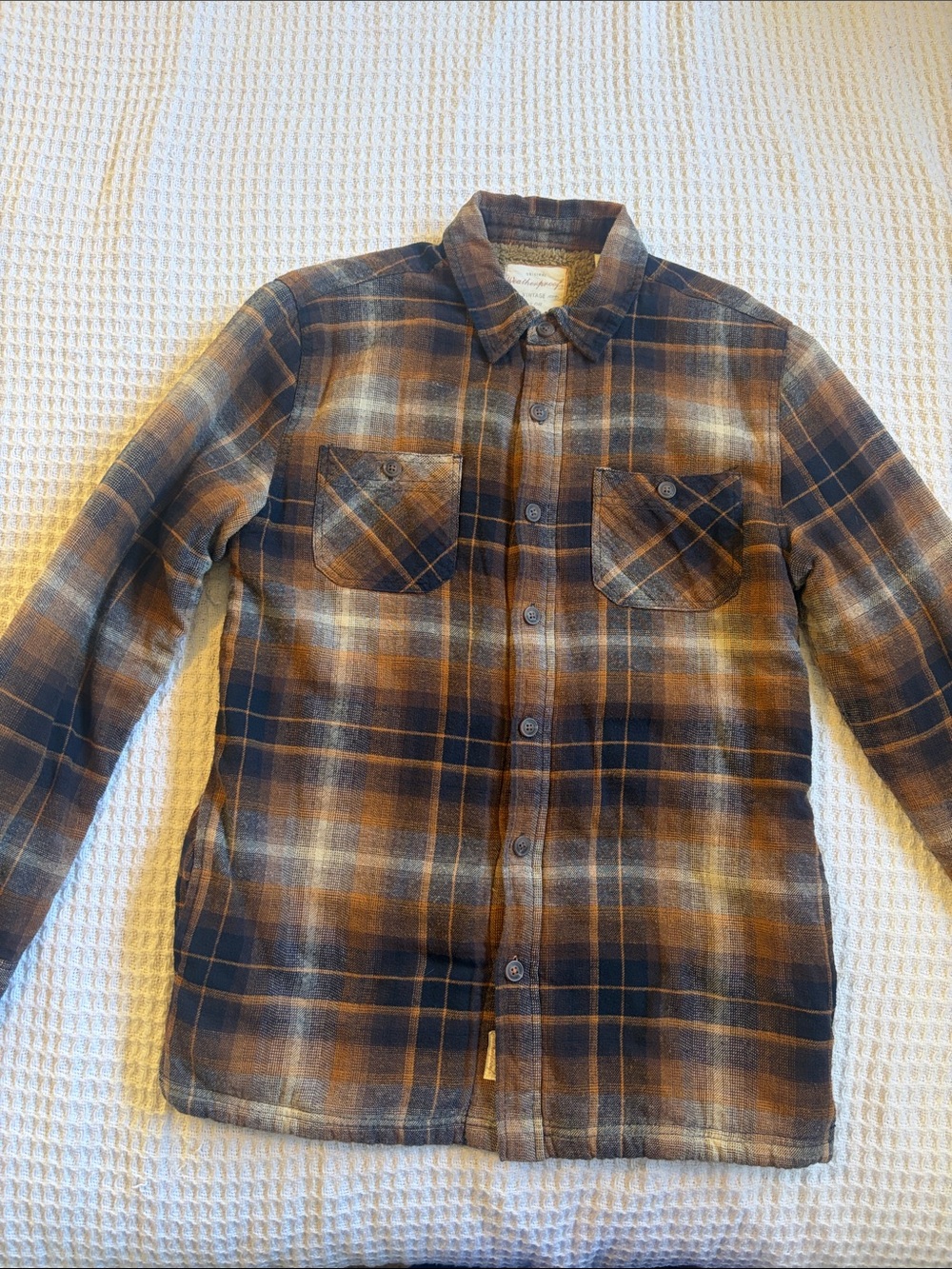 Original Weatherproof Vintage Men's Brown Plaid Sherpa-lined Shirt
